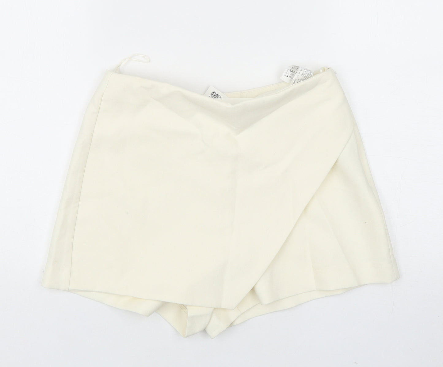 Zara Womens Ivory Polyester Wrap Shorts Size S Regular Zip