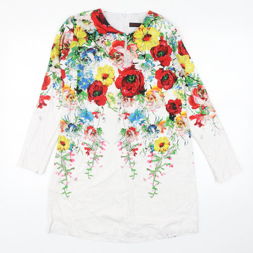 Mek Kembang Cotton Womens Multicoloured Floral Cotton Mini Size S Round Neck Zip