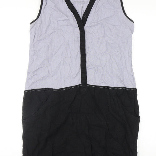 NEXT Womens Grey Colourblock Viscose Shift Size 10 V-Neck Button