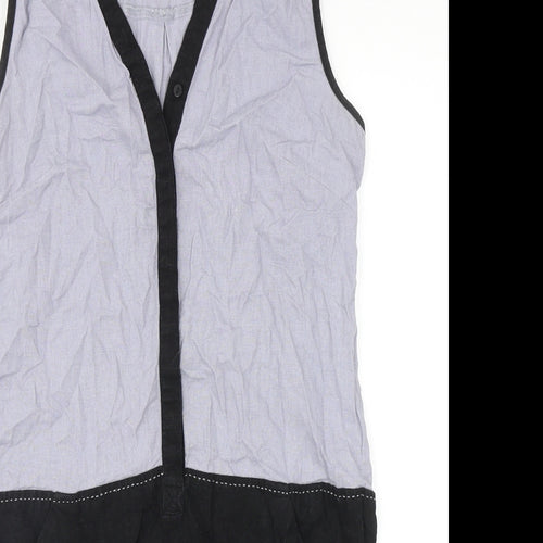 NEXT Womens Grey Colourblock Viscose Shift Size 10 V-Neck Button