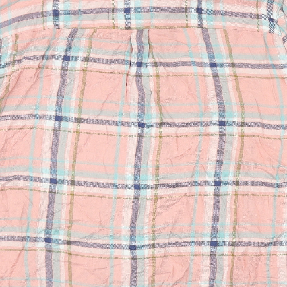 F&F Womens Pink Plaid Viscose Basic Button-Up Size 16 Collared