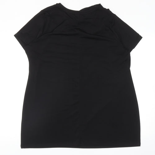 Very Womens Black Polyester Basic T-Shirt Size 18 Round Neck - Ruched Shoulder Detail