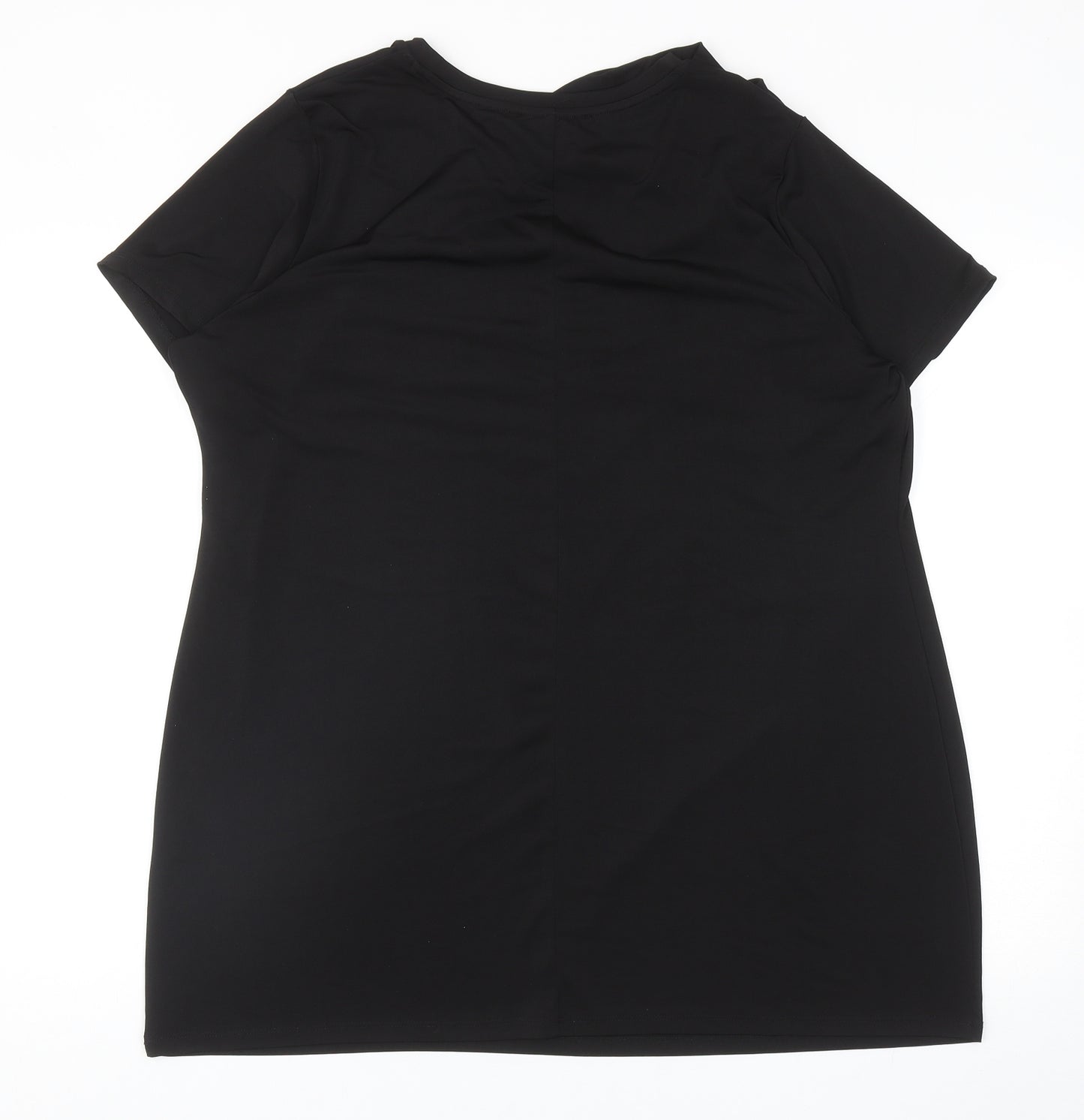 Very Womens Black Polyester Basic T-Shirt Size 18 Round Neck - Ruched Shoulder Detail