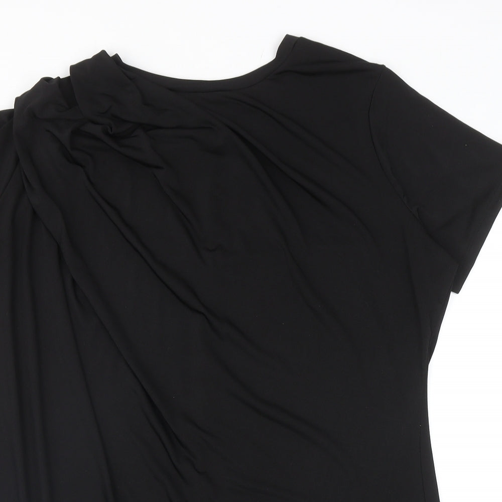 Very Womens Black Polyester Basic T-Shirt Size 18 Round Neck - Ruched Shoulder Detail