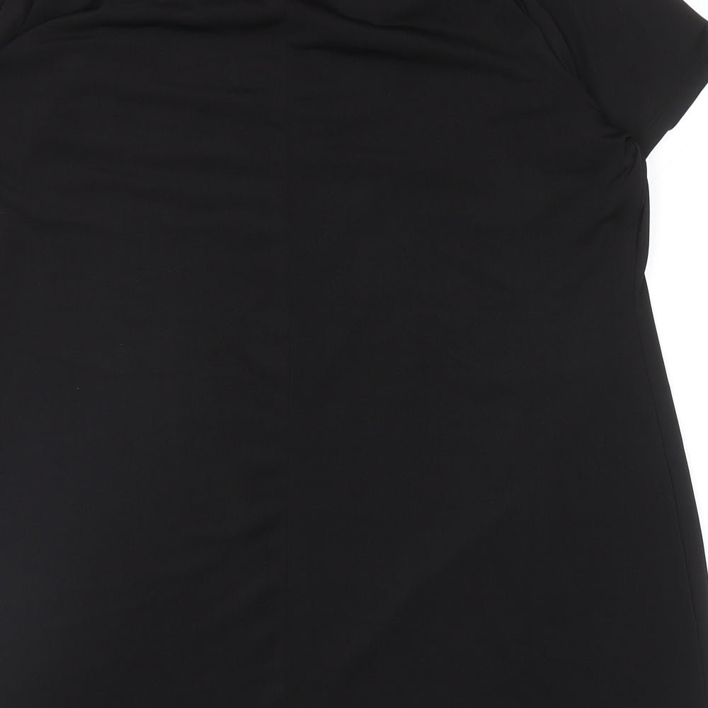 Very Womens Black Polyester Basic T-Shirt Size 18 Round Neck - Ruched Shoulder Detail