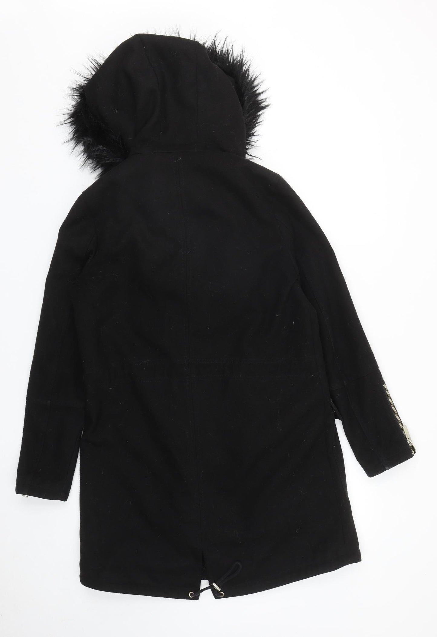 River Island Womens Black Parka Coat Size 8 Zip