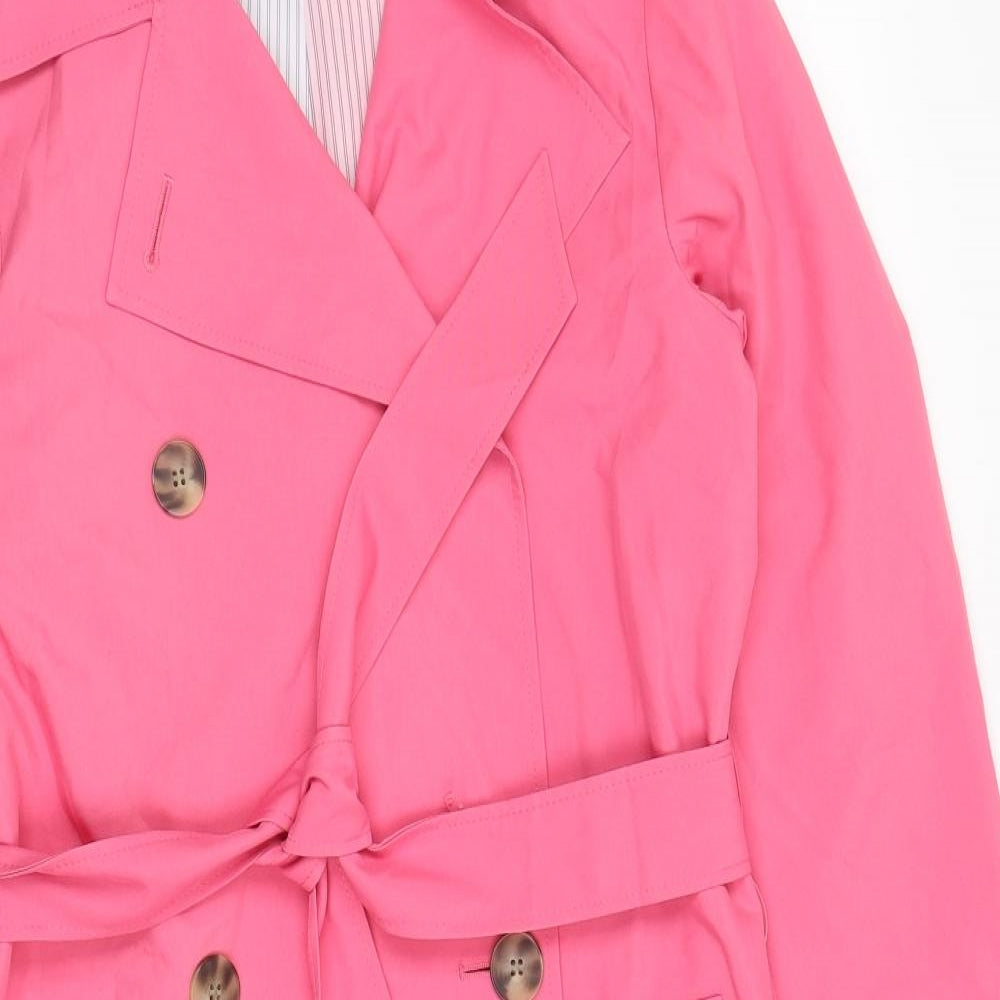 Marks and Spencer Womens Pink Trench Coat Coat Size 6 Button