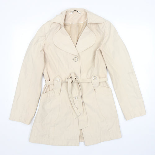 BHS Womens Beige Trench Coat Coat Size 10 Button