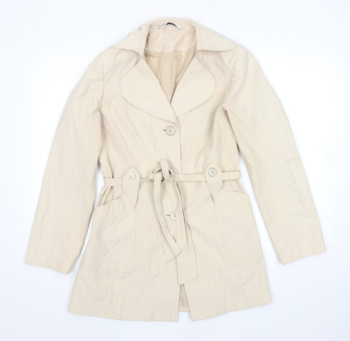 BHS Womens Beige Trench Coat Coat Size 10 Button