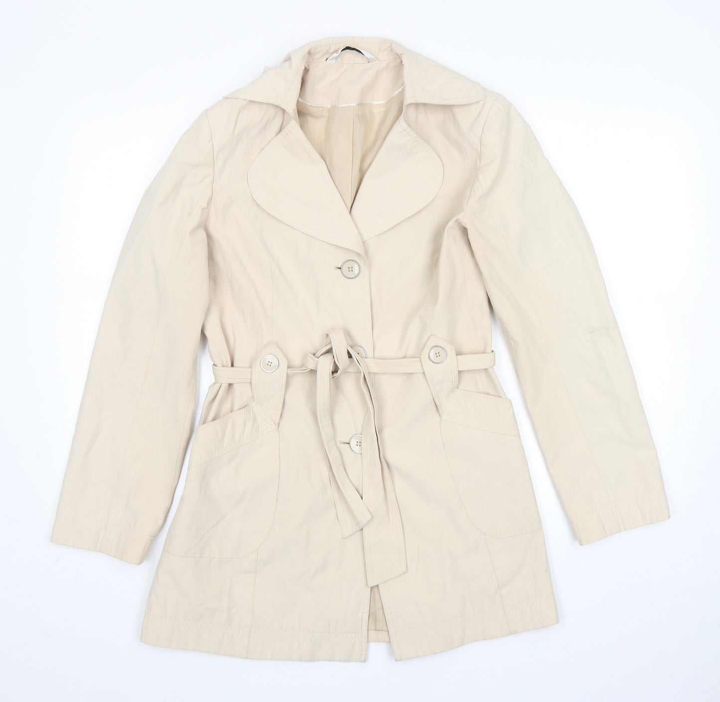 BHS Womens Beige Trench Coat Coat Size 10 Button