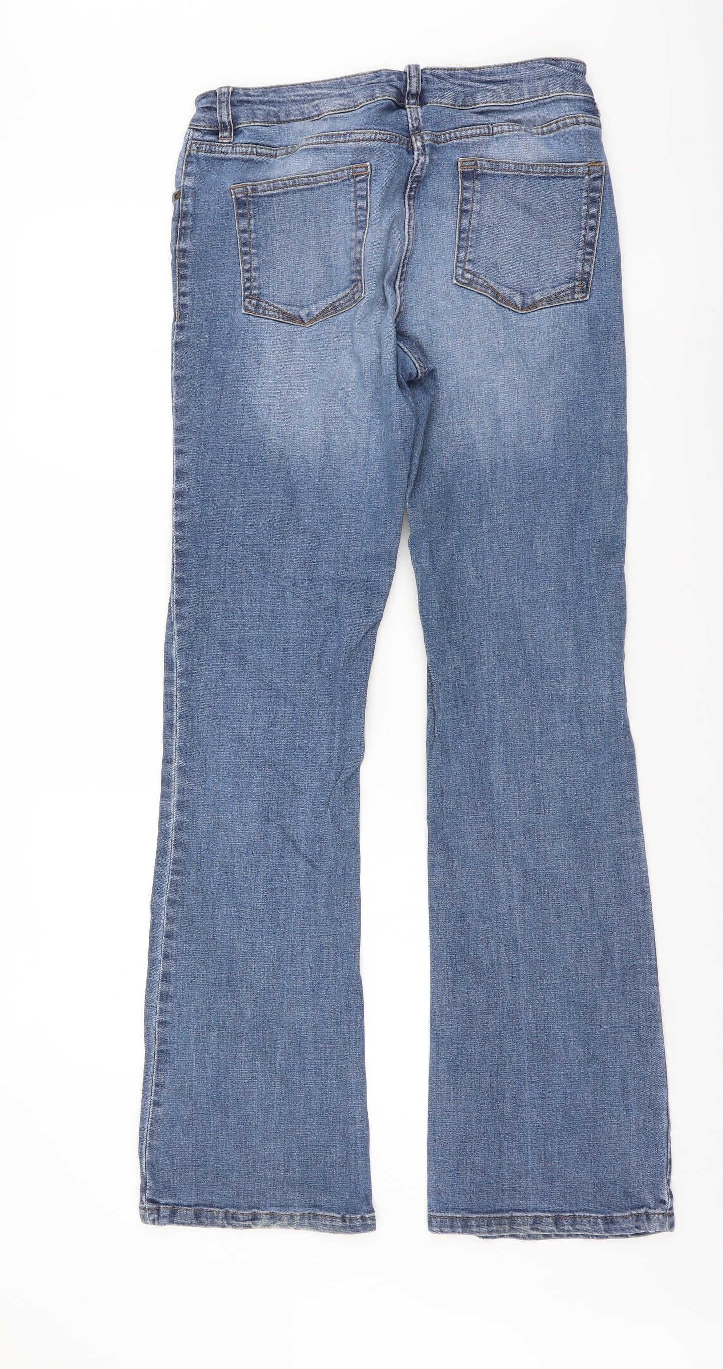 NEXT Womens Blue Cotton Straight Jeans Size 12 L32 in Regular Button