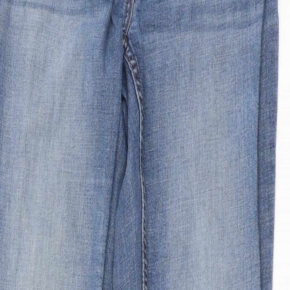 NEXT Womens Blue Cotton Straight Jeans Size 12 L32 in Regular Button