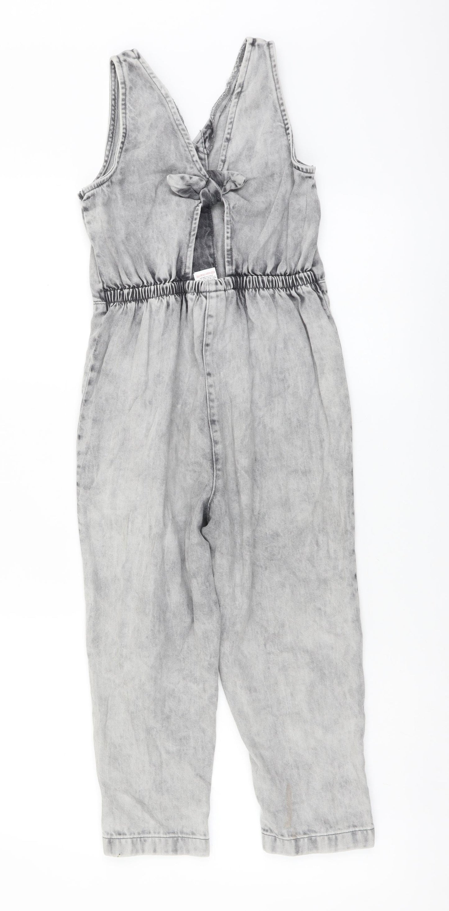 NEXT Girls Grey Cotton Jumpsuit One-Piece Size 7 Years Button