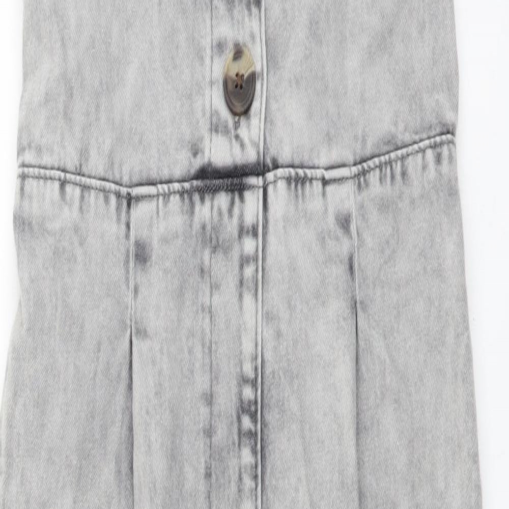 NEXT Girls Grey Cotton Jumpsuit One-Piece Size 7 Years Button