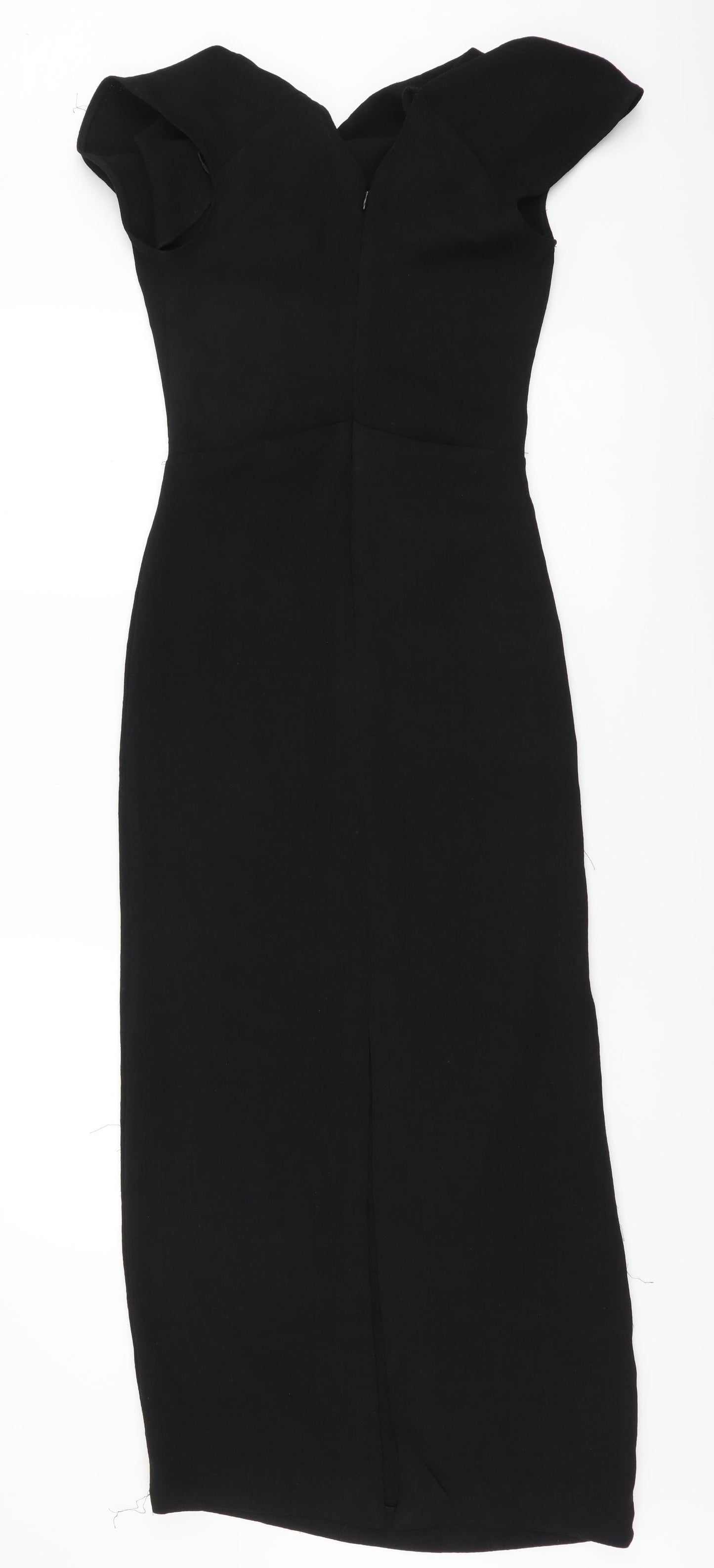 Zara Womens Black Polyester A-Line Size XS Cowl Neck Zip