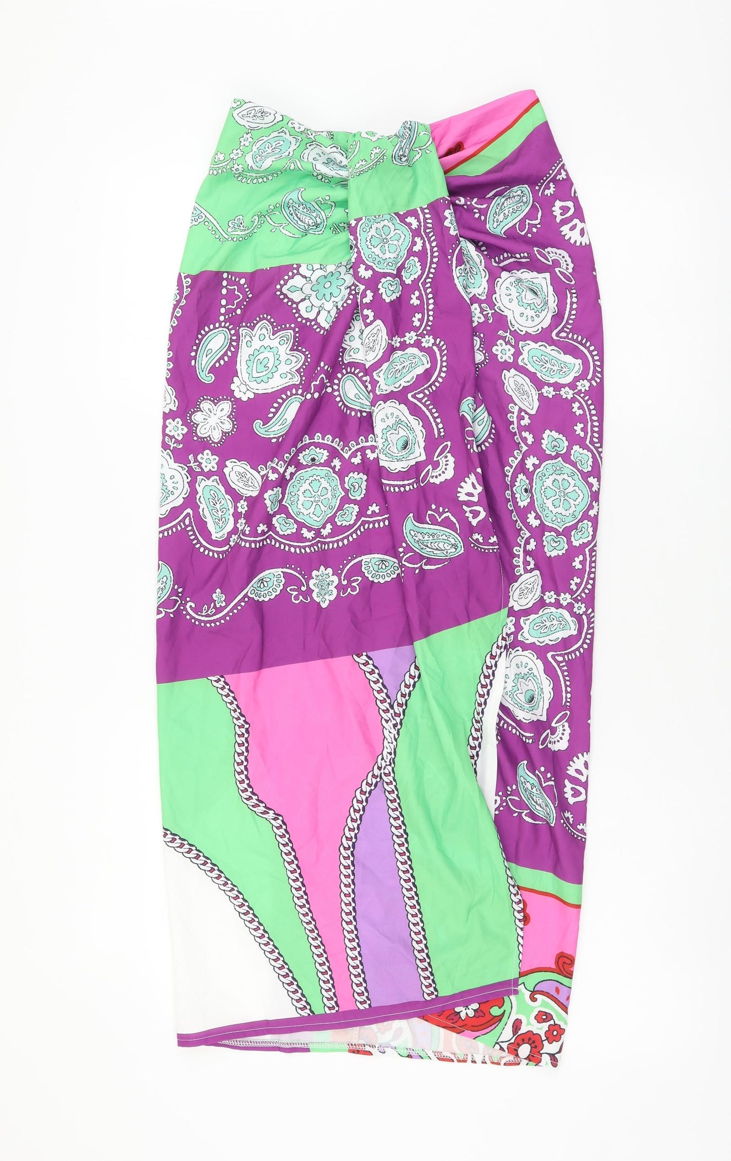 SheIn Womens Multicoloured Geometric Polyester Wrap Skirt Size S Zip