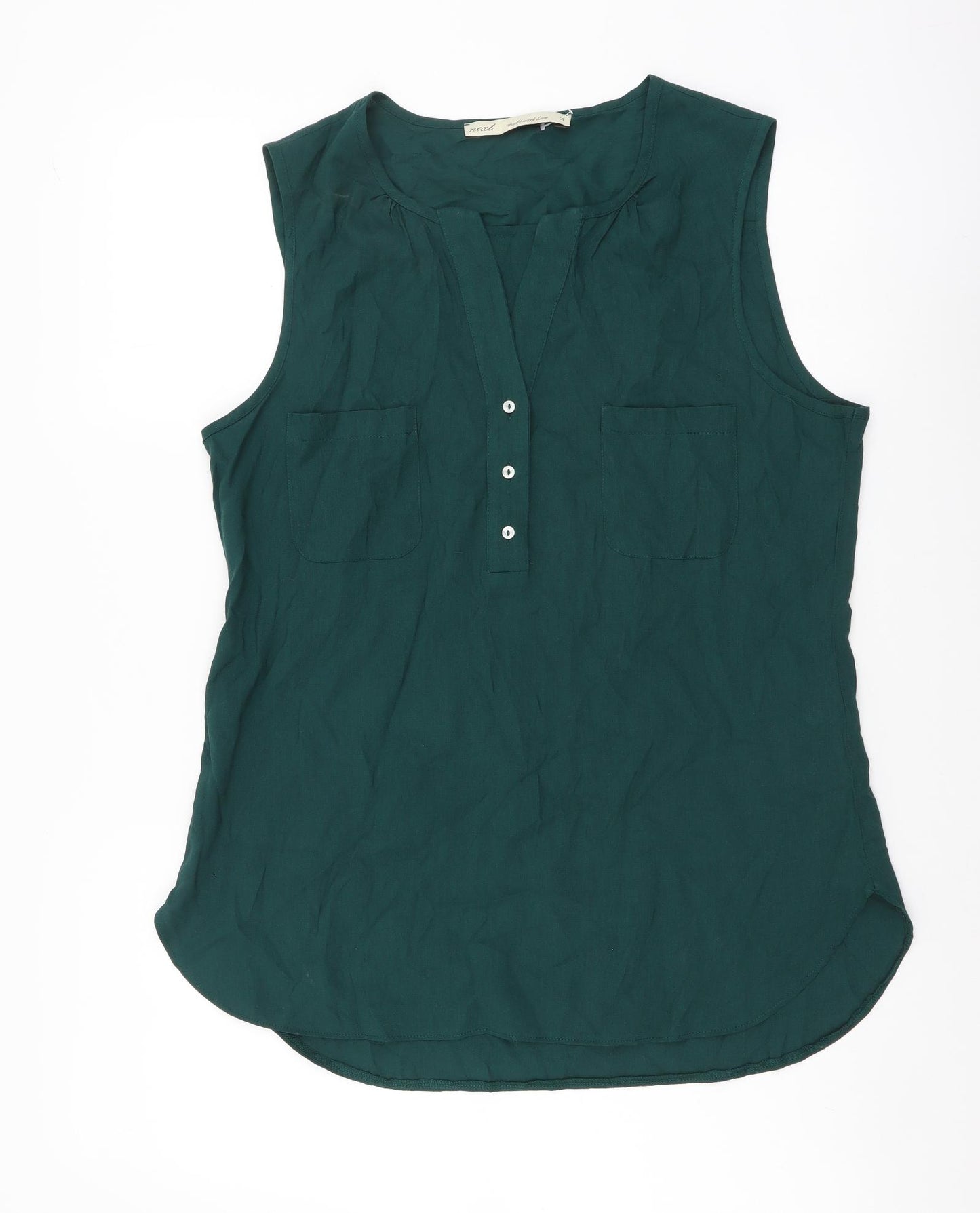 NEXT Womens Green Viscose Basic Tank Size 14 V-Neck