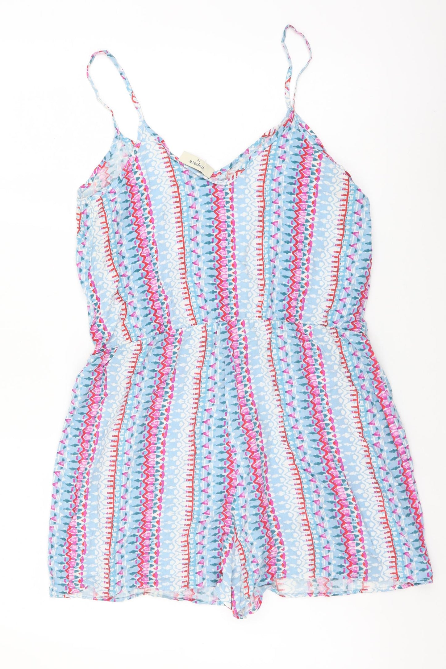 Papaya Womens Multicoloured Geometric Viscose Playsuit One-Piece Size 10 Pullover