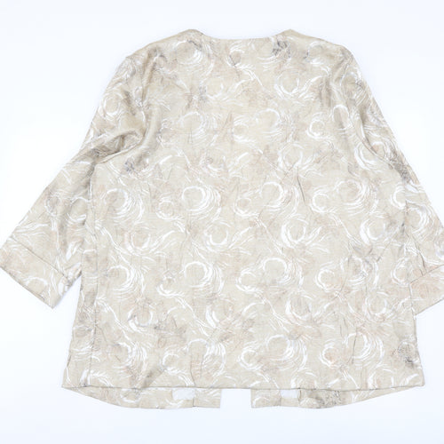 TanJay Womens Gold Floral Jacket Size 14 Hook & Eye