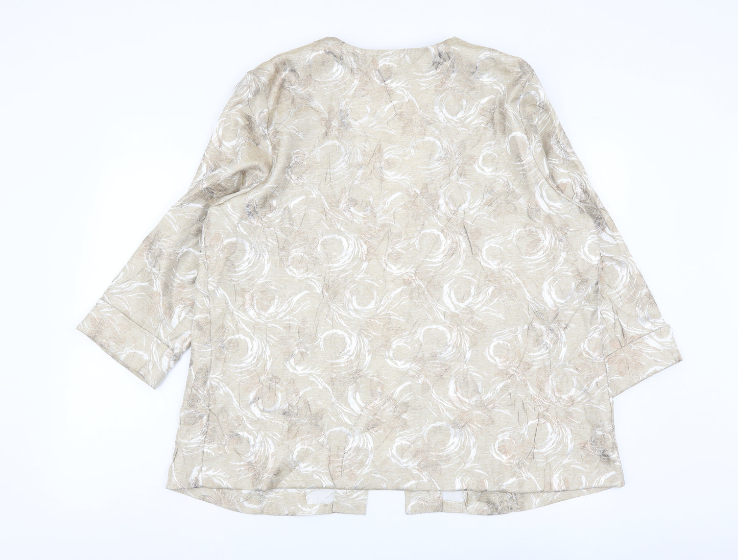 TanJay Womens Gold Floral Jacket Size 14 Hook & Eye