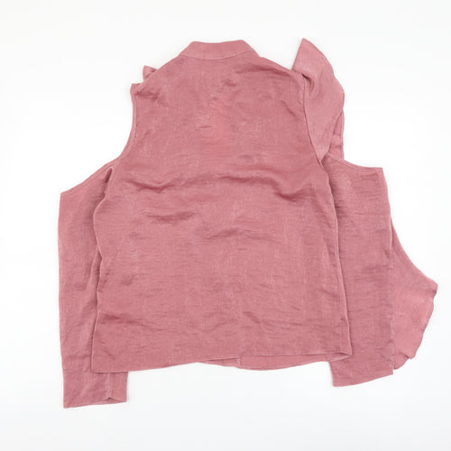 Miss Selfridge Womens Pink Polyester Basic Blouse Size 10 Round Neck