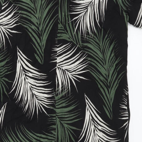 Dorothy Perkins Womens Black Floral Viscose Shift Size 10 V-Neck Button