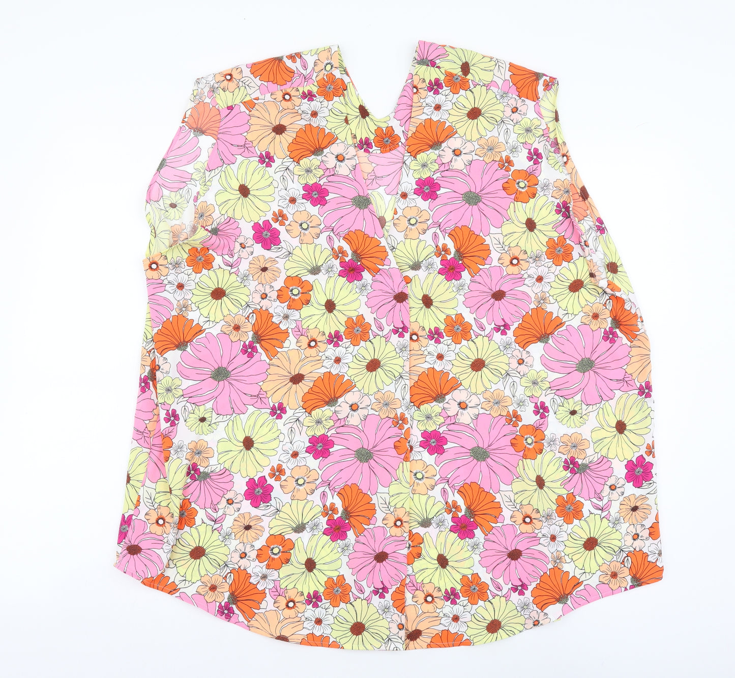 Marks and Spencer Womens Multicoloured Floral Viscose Basic Tank Size 22 V-Neck