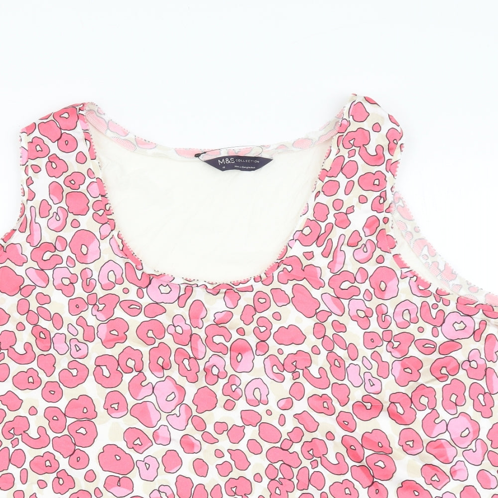 Marks and Spencer Womens Pink Animal Print Polyester Basic Tank Size 22 Scoop Neck - Leopard Print