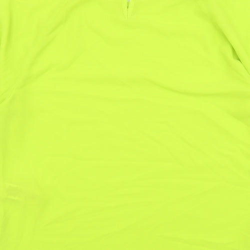 Marks and Spencer Womens Green Polyester Basic T-Shirt Size 6 Scoop Neck - Neon