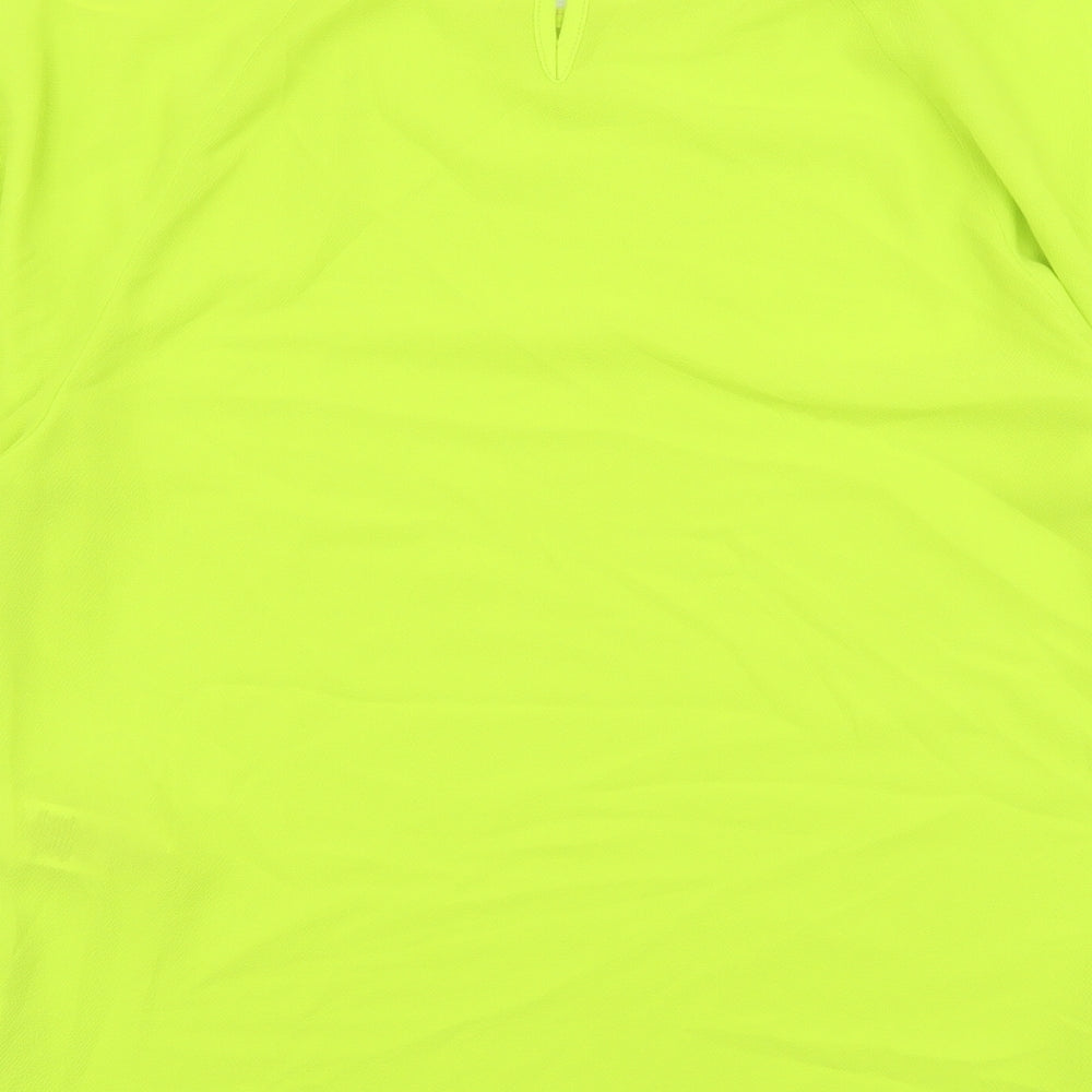 Marks and Spencer Womens Green Polyester Basic T-Shirt Size 6 Scoop Neck - Neon