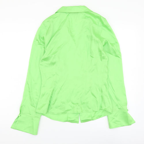 Marks and Spencer Womens Green Polyester Basic Button-Up Size 6 Collared