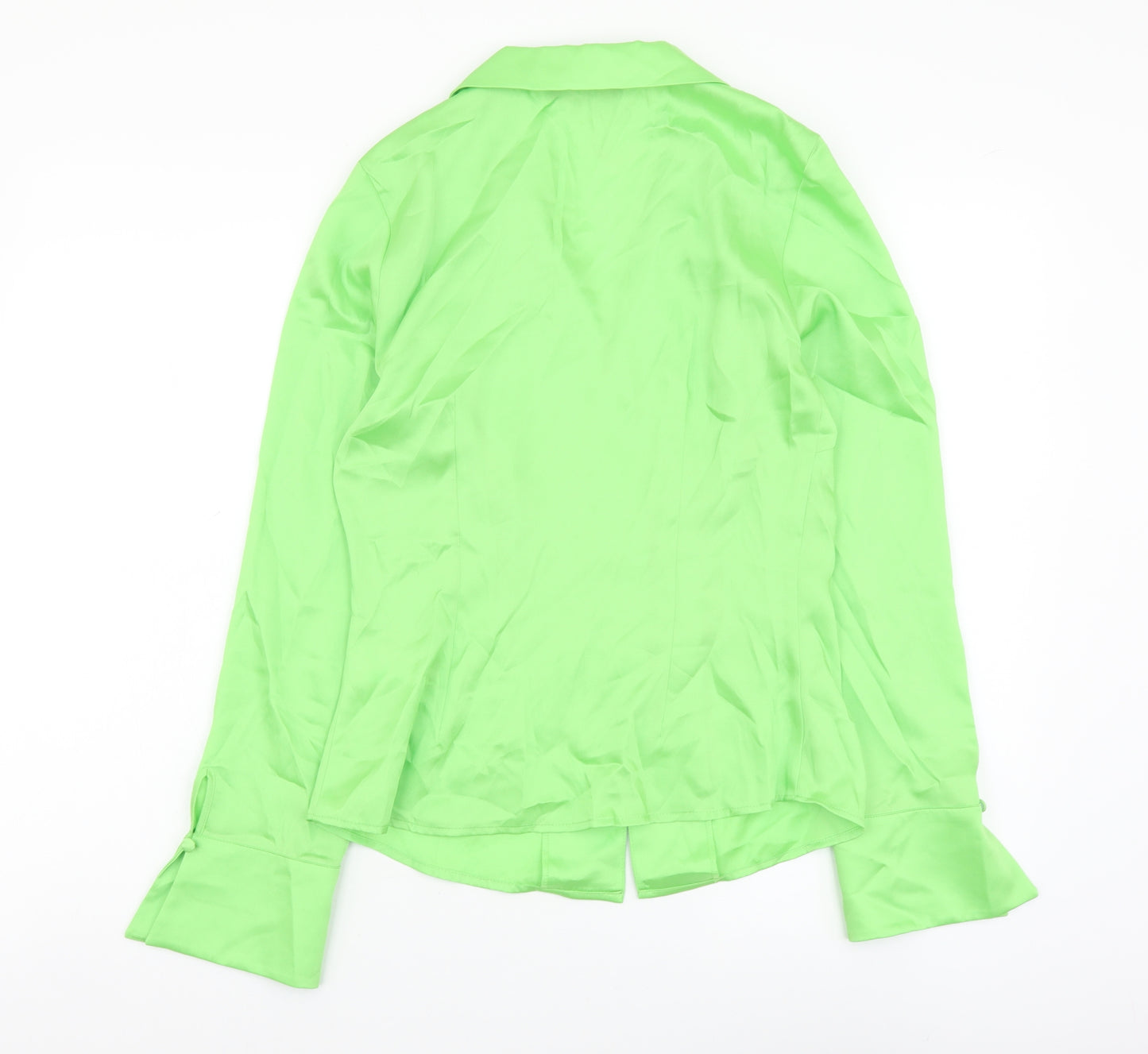 Marks and Spencer Womens Green Polyester Basic Button-Up Size 6 Collared