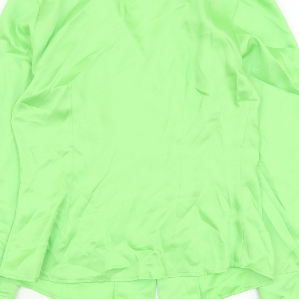 Marks and Spencer Womens Green Polyester Basic Button-Up Size 6 Collared