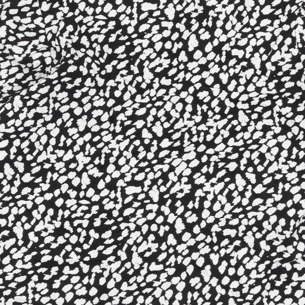 Marks and Spencer Womens Black Geometric Cotton Basic Blouse Size 6 Scoop Neck