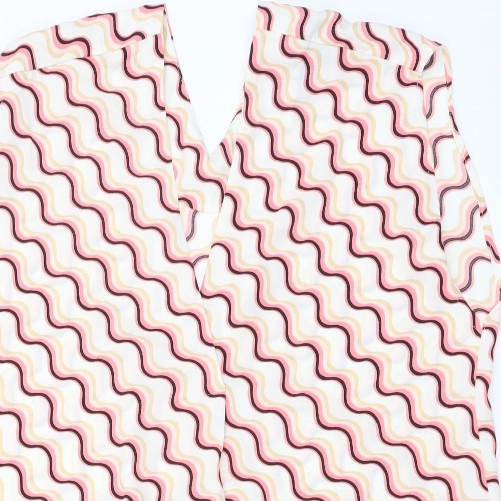 Marks and Spencer Womens Pink Geometric Polyester Basic Tank Size 8 V-Neck