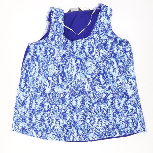 Marks and Spencer Womens Blue Geometric Polyester Basic Tank Size 10 Scoop Neck