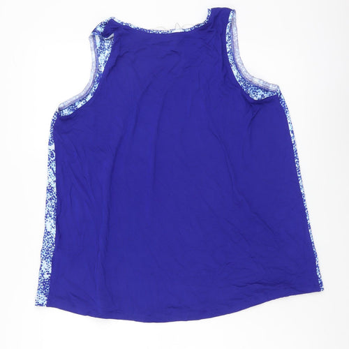 Marks and Spencer Womens Blue Geometric Polyester Basic Tank Size 10 Scoop Neck