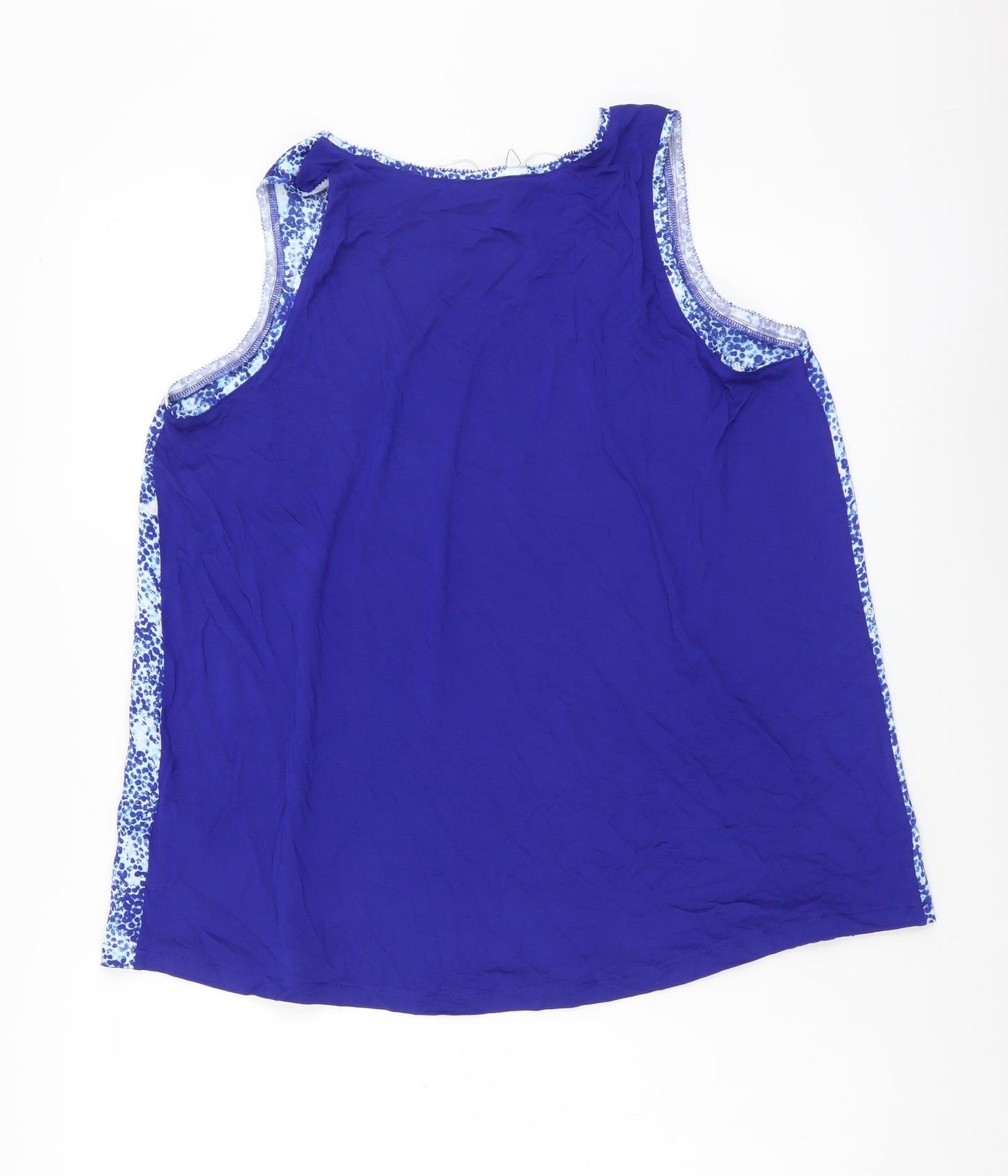 Marks and Spencer Womens Blue Geometric Polyester Basic Tank Size 10 Scoop Neck