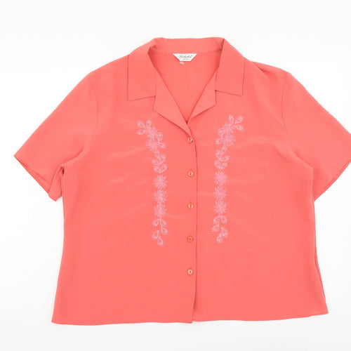Berkertex Womens Orange Polyester Basic Button-Up Size 16 Collared