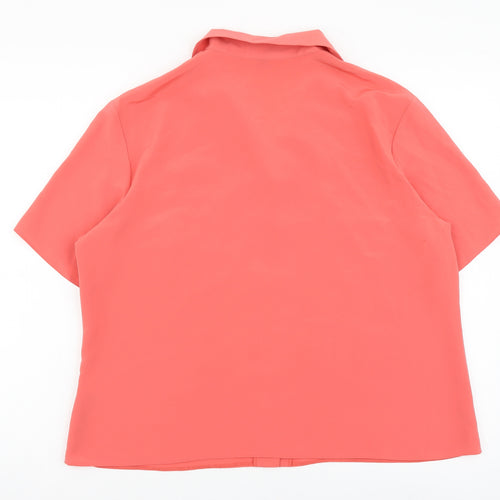 Berkertex Womens Orange Polyester Basic Button-Up Size 16 Collared