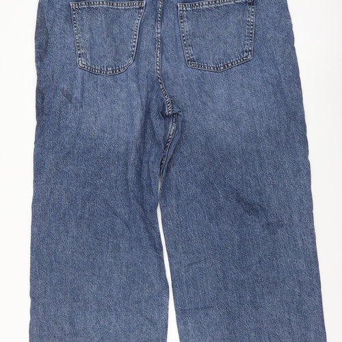 Marks and Spencer Womens Blue Cotton Straight Jeans Size 18 L26 in Regular Button