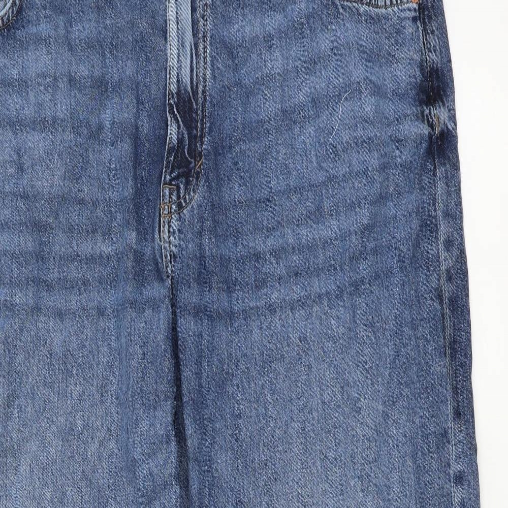 Marks and Spencer Womens Blue Cotton Straight Jeans Size 18 L26 in Regular Button