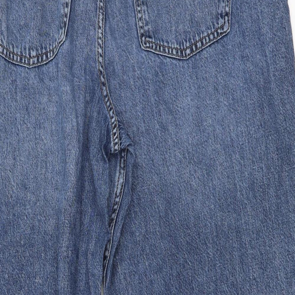 Marks and Spencer Womens Blue Cotton Straight Jeans Size 18 L26 in Regular Button