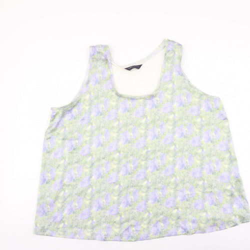 Marks and Spencer Womens Multicoloured Floral Polyester Basic Tank Size 18 Scoop Neck