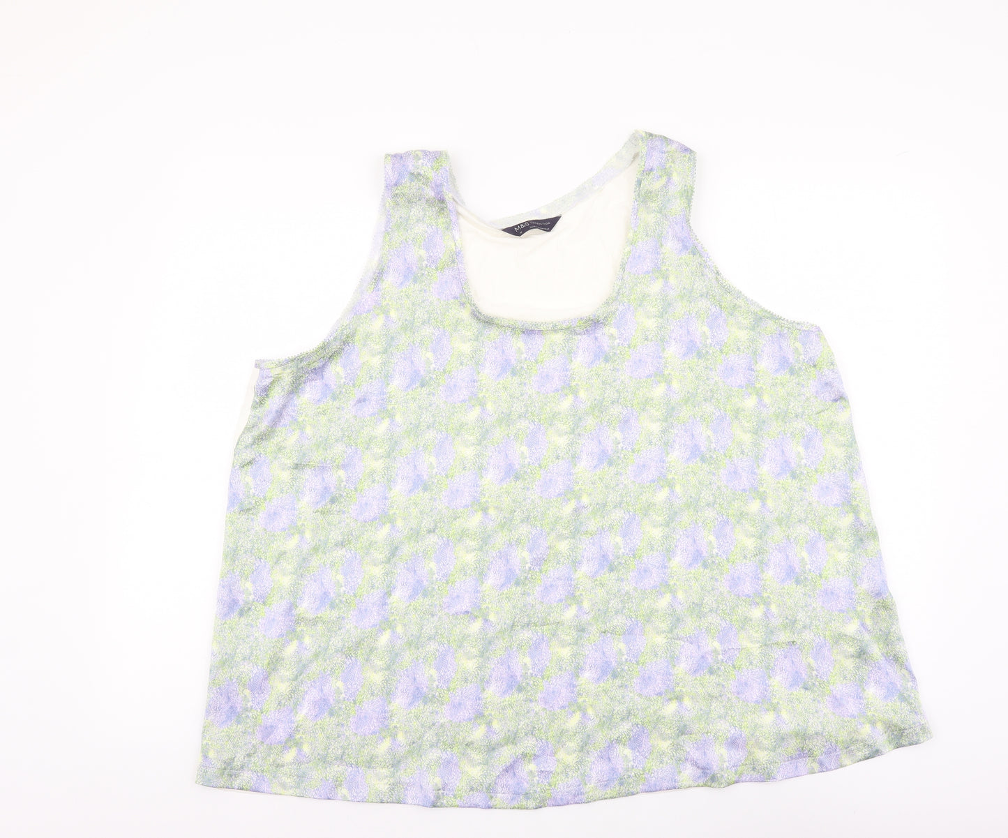 Marks and Spencer Womens Multicoloured Floral Polyester Basic Tank Size 18 Scoop Neck