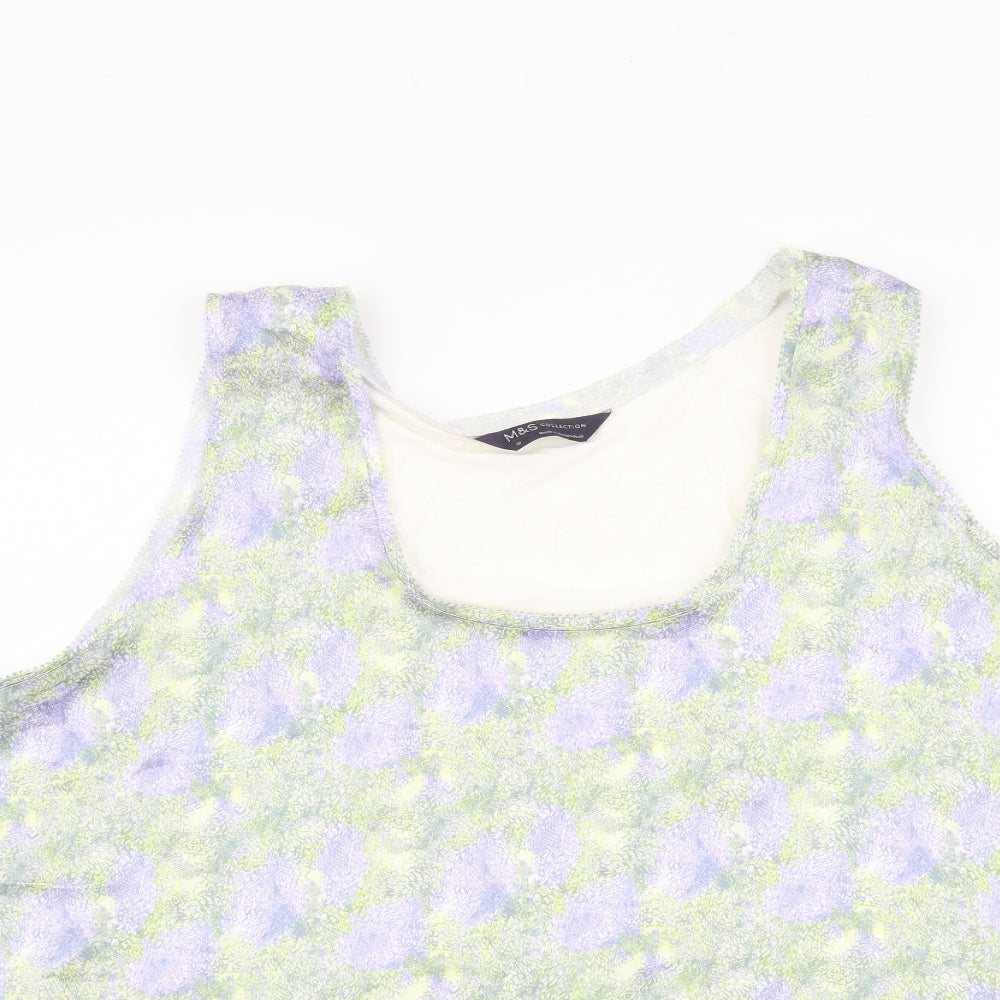 Marks and Spencer Womens Multicoloured Floral Polyester Basic Tank Size 18 Scoop Neck