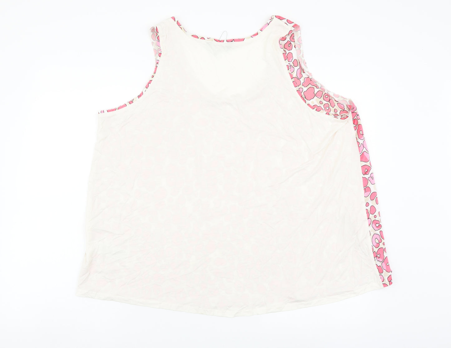 Marks and Spencer Womens Pink Animal Print Polyester Basic Tank Size 16 Scoop Neck - Leopard Print