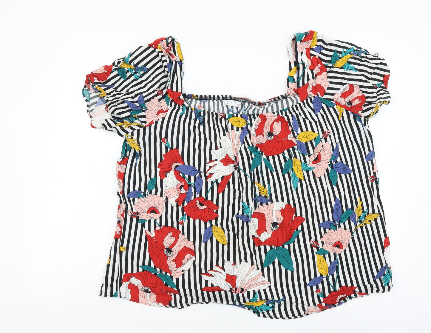 Papaya Womens Multicoloured Geometric Viscose Basic Blouse Size 20 Square Neck