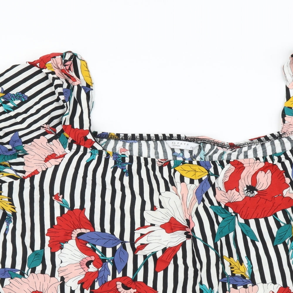 Papaya Womens Multicoloured Geometric Viscose Basic Blouse Size 20 Square Neck