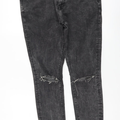 Bershka Womens Grey Cotton Skinny Jeans Size L L28 in Regular Button